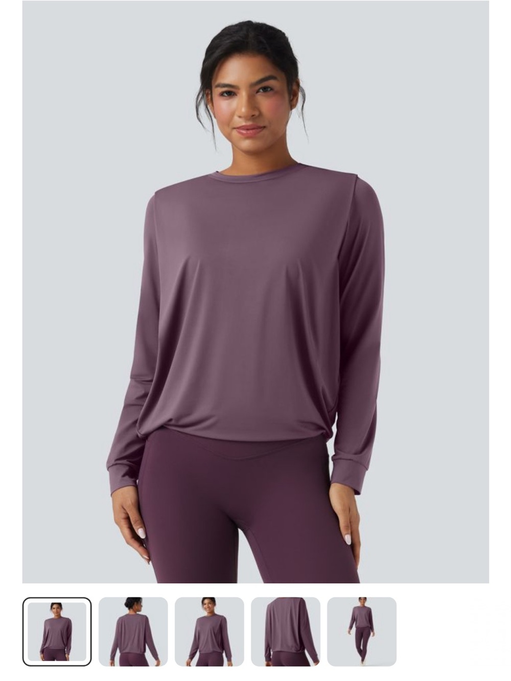 HALARA Long Sleeve Crewneck Top in Plum